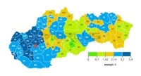 mapa tvrdosti vody