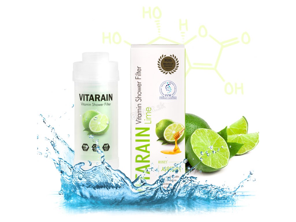 Sprchový filter na vodu Vitarain Lime - Jednorazové riešenie s osviežujúcou vôňou limetky. Získajte osviežujúcu a revitalizujúcu sprchu s jednorazovým sprchovým filtrom Vitarain