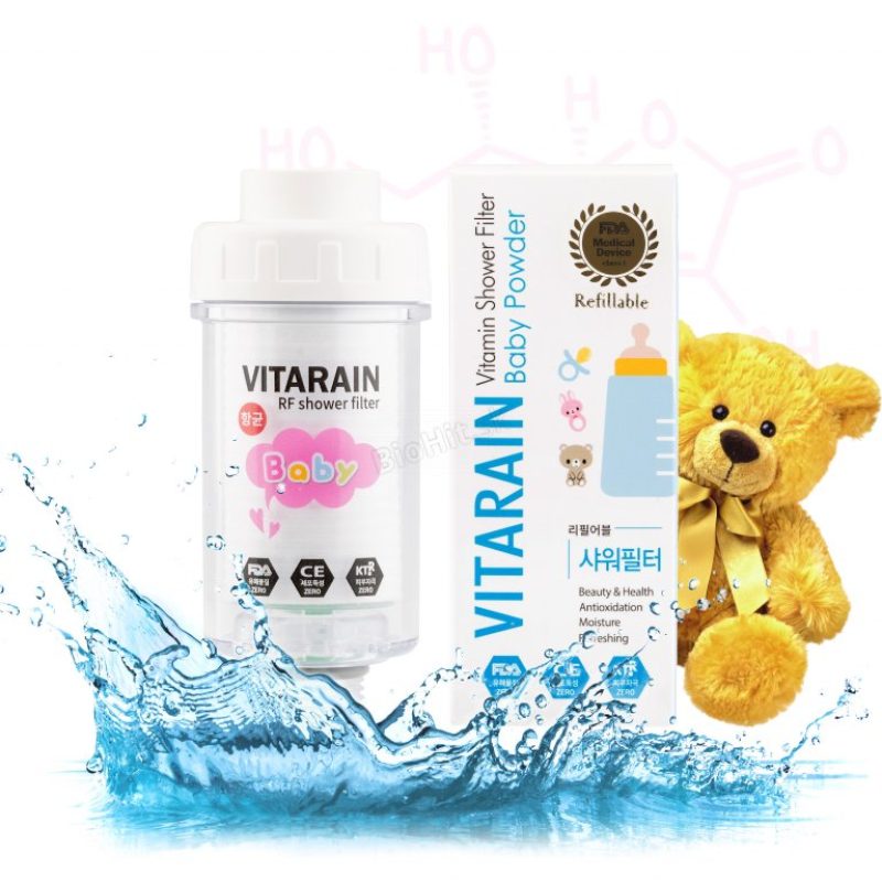 Sprchový filter Vitarain Baby - Detský púder: Šetrné pre vašu pokožku. Užite si jemnú a osviežujúcu sprchu s detským púdrom Vitarain od Marlus.
